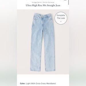 Abercrombie Ultra High Rise 90s Straight Jean Criss Cross Waistband size 27